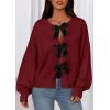 imagePRETTYGARDEN Cardigan Sweaters for Women Fall Fashion 2026 Bow Tie Front Long Sleeve Knit Sweater Tops Cute Winter ClothesRed