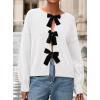 imagePRETTYGARDEN Cardigan Sweaters for Women Fall Fashion 2026 Bow Tie Front Long Sleeve Knit Sweater Tops Cute Winter ClothesWhite