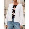 imagePRETTYGARDEN Cardigan Sweaters for Women Fall Fashion 2026 Bow Tie Front Long Sleeve Knit Sweater Tops Cute Winter ClothesWhite