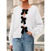 imagePRETTYGARDEN Cardigan Sweaters for Women Fall Fashion 2026 Bow Tie Front Long Sleeve Knit Sweater Tops Cute Winter ClothesWhite