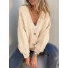 imagePRETTYGARDEN Cardigan Sweaters for Women Trendy Fall 2026 Long Sleeve Button Down Oversized Chunky Knit Sweater OuterwearBeige