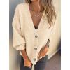 imagePRETTYGARDEN Cardigan Sweaters for Women Trendy Fall 2026 Long Sleeve Button Down Oversized Chunky Knit Sweater OuterwearBeige