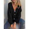 imagePRETTYGARDEN Cardigan Sweaters for Women Trendy Fall 2026 Long Sleeve Button Down Oversized Chunky Knit Sweater OuterwearBlack
