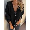 imagePRETTYGARDEN Cardigan Sweaters for Women Trendy Fall 2026 Long Sleeve Button Down Oversized Chunky Knit Sweater OuterwearBlack