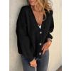 imagePRETTYGARDEN Cardigan Sweaters for Women Trendy Fall 2026 Long Sleeve Button Down Oversized Chunky Knit Sweater OuterwearBlack