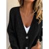 imagePRETTYGARDEN Cardigan Sweaters for Women Trendy Fall 2026 Long Sleeve Button Down Oversized Chunky Knit Sweater OuterwearBlack