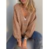 imagePRETTYGARDEN Cardigan Sweaters for Women Trendy Fall 2026 Long Sleeve Button Down Oversized Chunky Knit Sweater OuterwearCamel