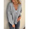 imagePRETTYGARDEN Cardigan Sweaters for Women Trendy Fall 2026 Long Sleeve Button Down Oversized Chunky Knit Sweater OuterwearGrey
