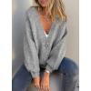 imagePRETTYGARDEN Cardigan Sweaters for Women Trendy Fall 2026 Long Sleeve Button Down Oversized Chunky Knit Sweater OuterwearGrey