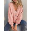 imagePRETTYGARDEN Cardigan Sweaters for Women Trendy Fall 2026 Long Sleeve Button Down Oversized Chunky Knit Sweater OuterwearPink