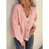 imagePRETTYGARDEN Cardigan Sweaters for Women Trendy Fall 2026 Long Sleeve Button Down Oversized Chunky Knit Sweater OuterwearPink