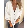 imagePRETTYGARDEN Cardigan Sweaters for Women Trendy Fall 2026 Long Sleeve Button Down Oversized Chunky Knit Sweater OuterwearWhite