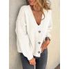 imagePRETTYGARDEN Cardigan Sweaters for Women Trendy Fall 2026 Long Sleeve Button Down Oversized Chunky Knit Sweater OuterwearWhite