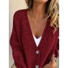 imagePRETTYGARDEN Cardigan Sweaters for Women Trendy Fall 2026 Long Sleeve Button Down Oversized Chunky Knit Sweater OuterwearWine Red