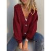 imagePRETTYGARDEN Cardigan Sweaters for Women Trendy Fall 2026 Long Sleeve Button Down Oversized Chunky Knit Sweater OuterwearWine Red