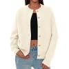 imagePRETTYGARDEN Cardigan for Women 2026 Fall Fashion Long Sleeve Trendy Button Down Work Office Sweaters Cute Winter JacketBeige