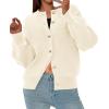 imagePRETTYGARDEN Cardigan for Women 2026 Fall Fashion Long Sleeve Trendy Button Down Work Office Sweaters Cute Winter JacketBeige