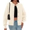 imagePRETTYGARDEN Cardigan for Women 2026 Fall Fashion Long Sleeve Trendy Button Down Work Office Sweaters Cute Winter JacketBeige