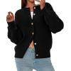 imagePRETTYGARDEN Cardigan for Women 2026 Fall Fashion Long Sleeve Trendy Button Down Work Office Sweaters Cute Winter JacketBlack