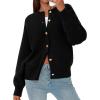 imagePRETTYGARDEN Cardigan for Women 2026 Fall Fashion Long Sleeve Trendy Button Down Work Office Sweaters Cute Winter JacketBlack