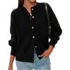 imagePRETTYGARDEN Cardigan for Women 2026 Fall Fashion Long Sleeve Trendy Button Down Work Office Sweaters Cute Winter JacketBlack