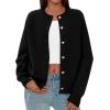 imagePRETTYGARDEN Cardigan for Women 2026 Fall Fashion Long Sleeve Trendy Button Down Work Office Sweaters Cute Winter JacketBlack