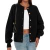 imagePRETTYGARDEN Cardigan for Women 2026 Fall Fashion Long Sleeve Trendy Button Down Work Office Sweaters Cute Winter JacketBlack