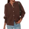 imagePRETTYGARDEN Cardigan for Women 2026 Fall Fashion Long Sleeve Trendy Button Down Work Office Sweaters Cute Winter JacketBrown