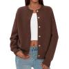 imagePRETTYGARDEN Cardigan for Women 2026 Fall Fashion Long Sleeve Trendy Button Down Work Office Sweaters Cute Winter JacketBrown