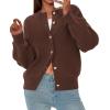imagePRETTYGARDEN Cardigan for Women 2026 Fall Fashion Long Sleeve Trendy Button Down Work Office Sweaters Cute Winter JacketBrown