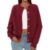 imagePRETTYGARDEN Cardigan for Women 2026 Fall Fashion Long Sleeve Trendy Button Down Work Office Sweaters Cute Winter JacketBurgundy