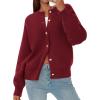 imagePRETTYGARDEN Cardigan for Women 2026 Fall Fashion Long Sleeve Trendy Button Down Work Office Sweaters Cute Winter JacketBurgundy