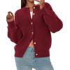 imagePRETTYGARDEN Cardigan for Women 2026 Fall Fashion Long Sleeve Trendy Button Down Work Office Sweaters Cute Winter JacketBurgundy