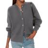 imagePRETTYGARDEN Cardigan for Women 2026 Fall Fashion Long Sleeve Trendy Button Down Work Office Sweaters Cute Winter JacketGrey