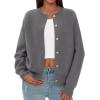 imagePRETTYGARDEN Cardigan for Women 2026 Fall Fashion Long Sleeve Trendy Button Down Work Office Sweaters Cute Winter JacketGrey