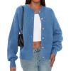 imagePRETTYGARDEN Cardigan for Women 2026 Fall Fashion Long Sleeve Trendy Button Down Work Office Sweaters Cute Winter JacketGrey Blue