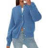 imagePRETTYGARDEN Cardigan for Women 2026 Fall Fashion Long Sleeve Trendy Button Down Work Office Sweaters Cute Winter JacketGrey Blue