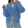 imagePRETTYGARDEN Cardigan for Women 2026 Fall Fashion Long Sleeve Trendy Button Down Work Office Sweaters Cute Winter JacketGrey Blue