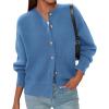 imagePRETTYGARDEN Cardigan for Women 2026 Fall Fashion Long Sleeve Trendy Button Down Work Office Sweaters Cute Winter JacketGrey Blue