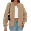 imagePRETTYGARDEN Cardigan for Women 2026 Fall Fashion Long Sleeve Trendy Button Down Work Office Sweaters Cute Winter JacketKhaki