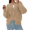 imagePRETTYGARDEN Cardigan for Women 2026 Fall Fashion Long Sleeve Trendy Button Down Work Office Sweaters Cute Winter JacketKhaki