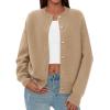imagePRETTYGARDEN Cardigan for Women 2026 Fall Fashion Long Sleeve Trendy Button Down Work Office Sweaters Cute Winter JacketKhaki