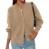 imagePRETTYGARDEN Cardigan for Women 2026 Fall Fashion Long Sleeve Trendy Button Down Work Office Sweaters Cute Winter JacketKhaki