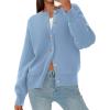 imagePRETTYGARDEN Cardigan for Women 2026 Fall Fashion Long Sleeve Trendy Button Down Work Office Sweaters Cute Winter JacketLight Blue
