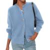 imagePRETTYGARDEN Cardigan for Women 2026 Fall Fashion Long Sleeve Trendy Button Down Work Office Sweaters Cute Winter JacketLight Blue