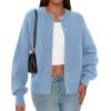 imagePRETTYGARDEN Cardigan for Women 2026 Fall Fashion Long Sleeve Trendy Button Down Work Office Sweaters Cute Winter JacketLight Blue