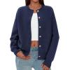 imagePRETTYGARDEN Cardigan for Women 2026 Fall Fashion Long Sleeve Trendy Button Down Work Office Sweaters Cute Winter JacketNavy