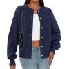 imagePRETTYGARDEN Cardigan for Women 2026 Fall Fashion Long Sleeve Trendy Button Down Work Office Sweaters Cute Winter JacketNavy