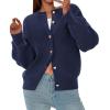 imagePRETTYGARDEN Cardigan for Women 2026 Fall Fashion Long Sleeve Trendy Button Down Work Office Sweaters Cute Winter JacketNavy