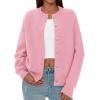 imagePRETTYGARDEN Cardigan for Women 2026 Fall Fashion Long Sleeve Trendy Button Down Work Office Sweaters Cute Winter JacketPink